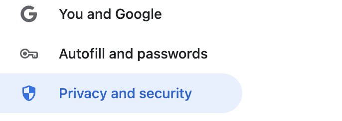Click on Privacy and Security